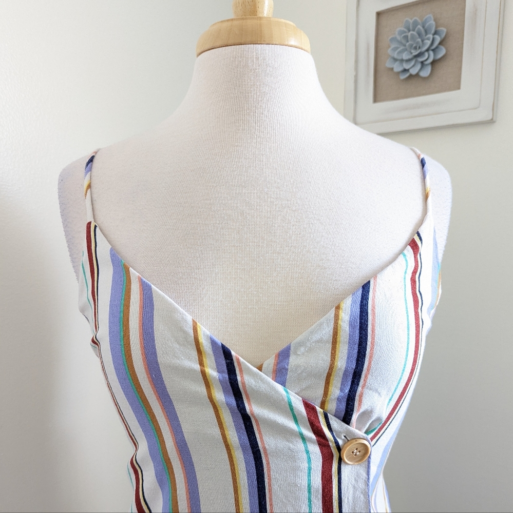 Lush Multicolor Stripe Button Down Wrap Mini Dres… - image 2